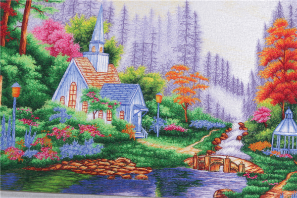 Cottage embroidery home decor paintings