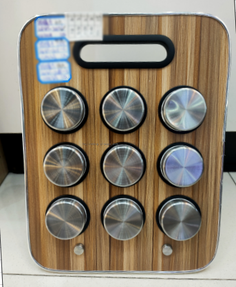 Wood Grain Portable Stand 9PCs Seasoning Bottle Seasoning Rack Barbecue Spice Jar Condiment Bottle Kitchen Supplies Set