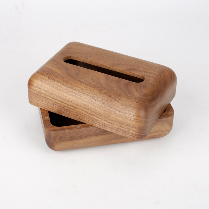 Nordic Solid Wood Crafts Creative Tissue Box Living Room Coffee Table Household Walnut Paper Extraction Box Wooden