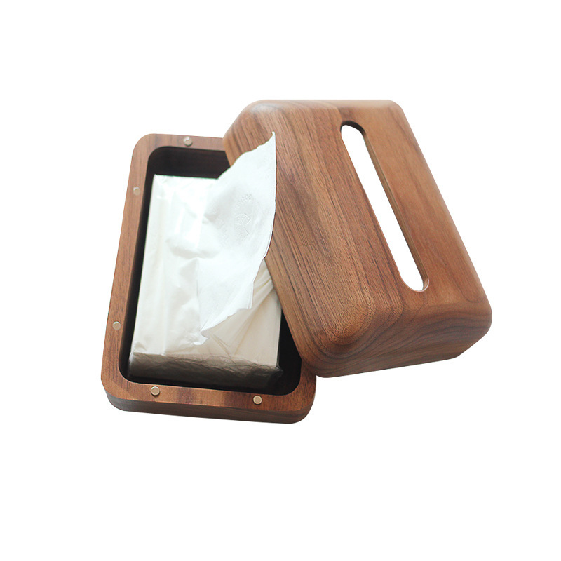 Nordic Solid Wood Crafts Creative Tissue Box Living Room Coffee Table Household Walnut Paper Extraction Box Wooden