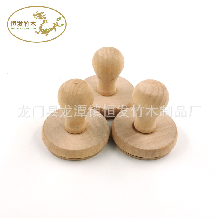 Wooden Crafts Wooden Handle round Wood Seal Wooden Handle Toy Wooden Stamp Stamped Handle