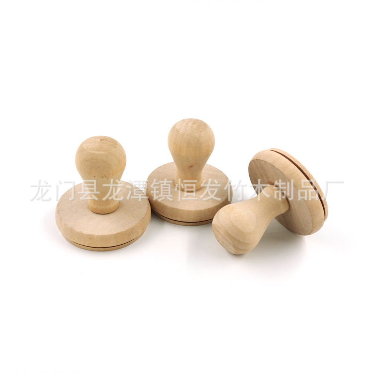 Wooden Crafts Wooden Handle round Wood Seal Wooden Handle Toy Wooden Stamp Stamped Handle
