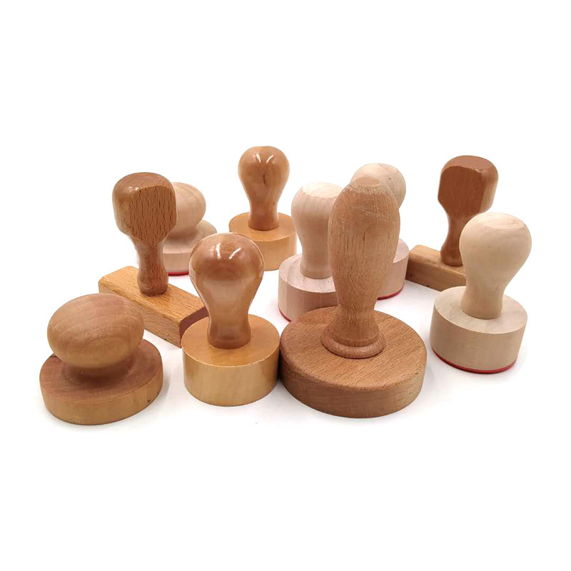 Wooden Crafts Wooden Handle round Wood Seal Wooden Handle Toy Wooden Stamp Stamped Handle