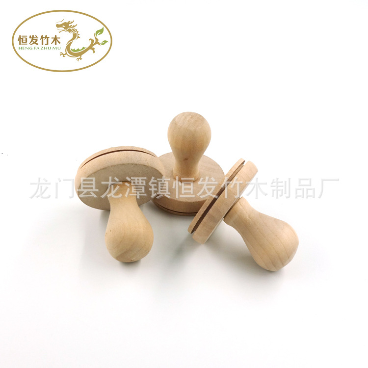 Wooden Crafts Wooden Handle round Wood Seal Wooden Handle Toy Wooden Stamp Stamped Handle