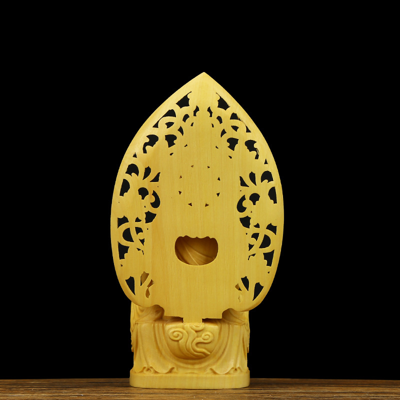 Buddha Feng Shui Carving Crafts Worship Sakyamuni Buddha Buddha Solid Wood Buddha Statue Small Ornaments