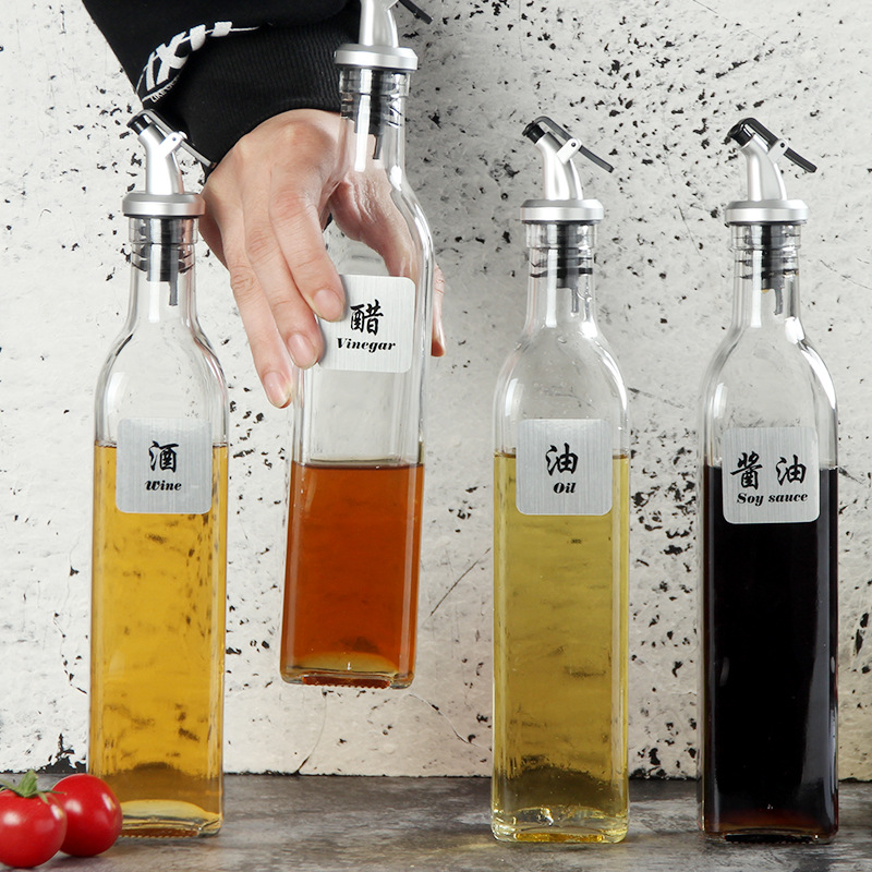 Oil Pot Glass Household Leak-Proof Large Seasoning Bottle Sauce Bottle Kitchen Supplies Oil Bottle Oil Tank Vinegar Pot