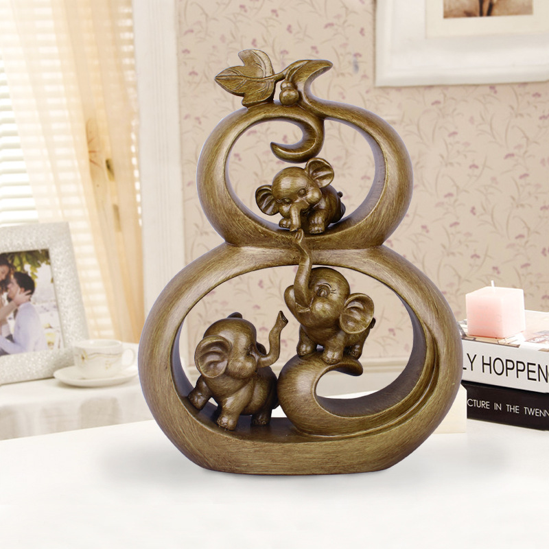 Resin Crafts Creative Wood Grain Gourd Elephant Home Decoration Decoration Living Room TV Cabinet Decoration