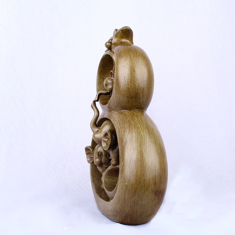 Resin Crafts Creative Wood Grain Gourd Elephant Home Decoration Decoration Living Room TV Cabinet Decoration