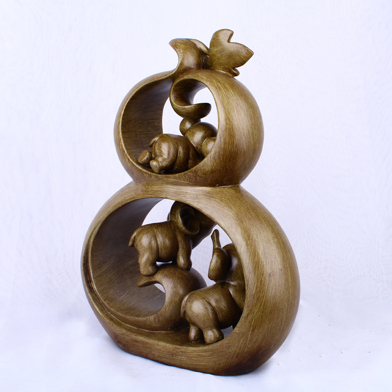 Resin Crafts Creative Wood Grain Gourd Elephant Home Decoration Decoration Living Room TV Cabinet Decoration