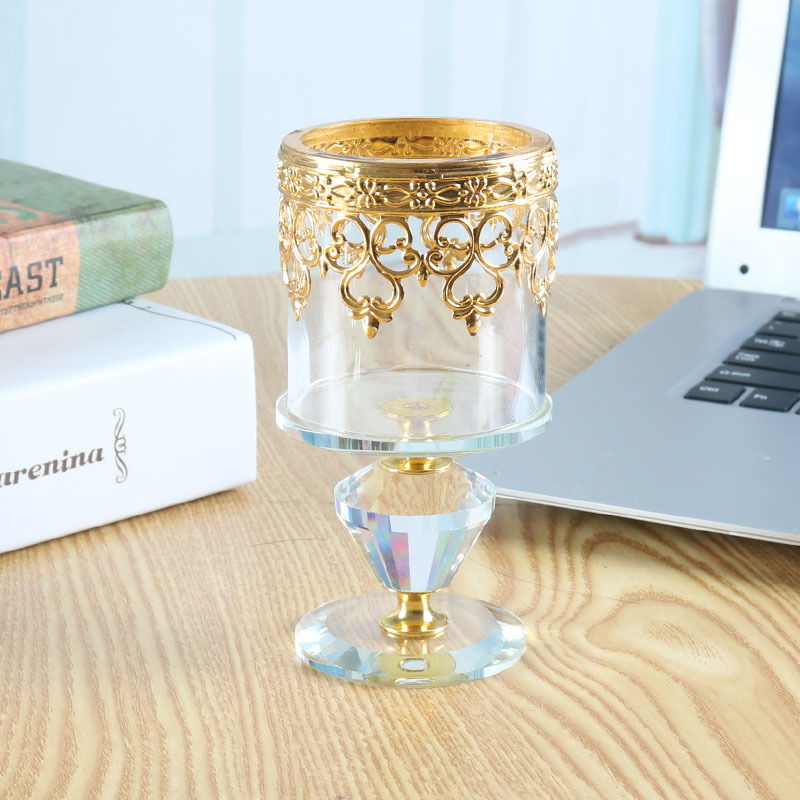 High-End Crystal Crafts Custom Candlestick Decoration Buddhist Hall Windproof Candle Holder Foreign Trade Taobao One Piece Dropshipping
