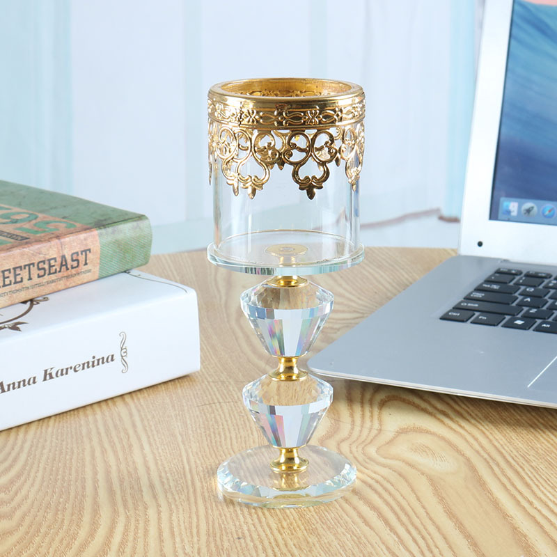 High-End Crystal Crafts Custom Candlestick Decoration Buddhist Hall Windproof Candle Holder Foreign Trade Taobao One Piece Dropshipping