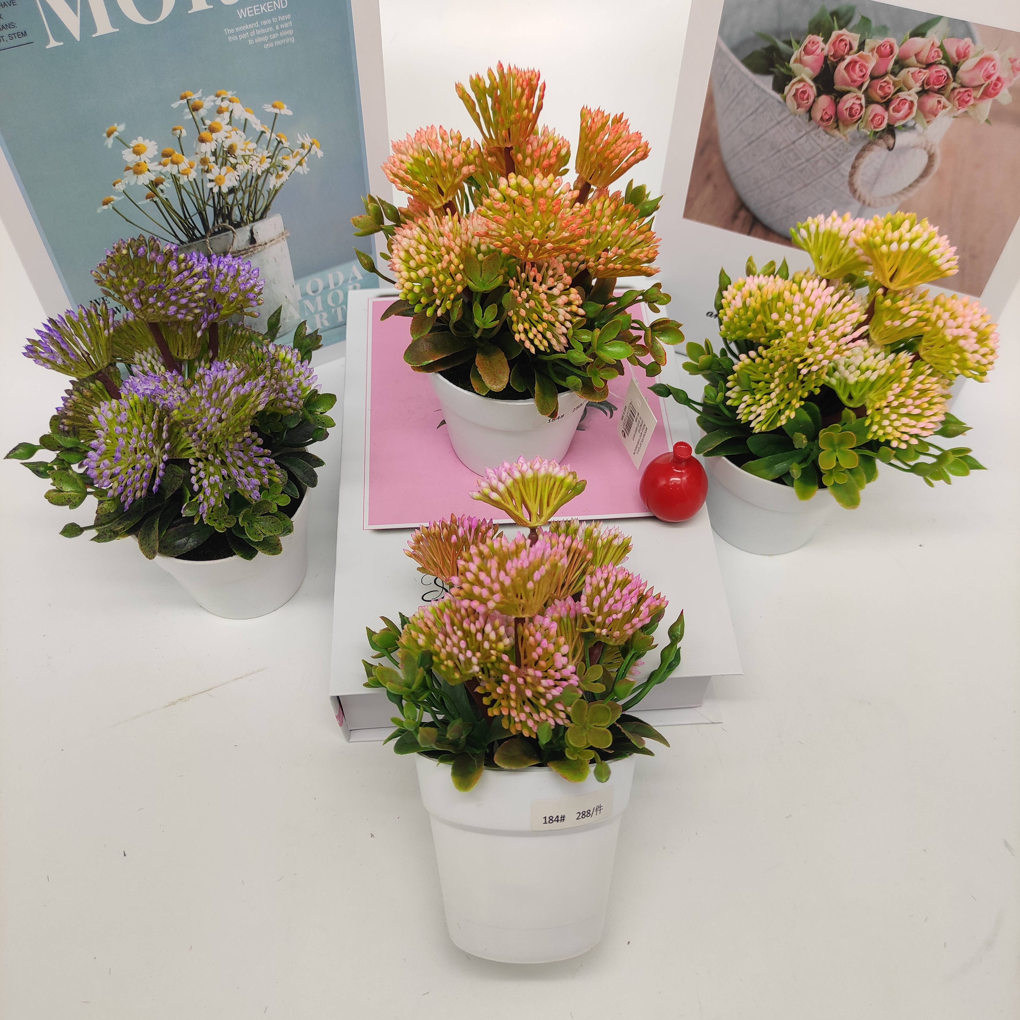 Mini Artificial Bonsai Flower Small Potted Factory Direct Sales Artificial Flower Plant Mini Artificial Bonsai Flower Small Potted Factory Direct Sales Artificial Flower Plant