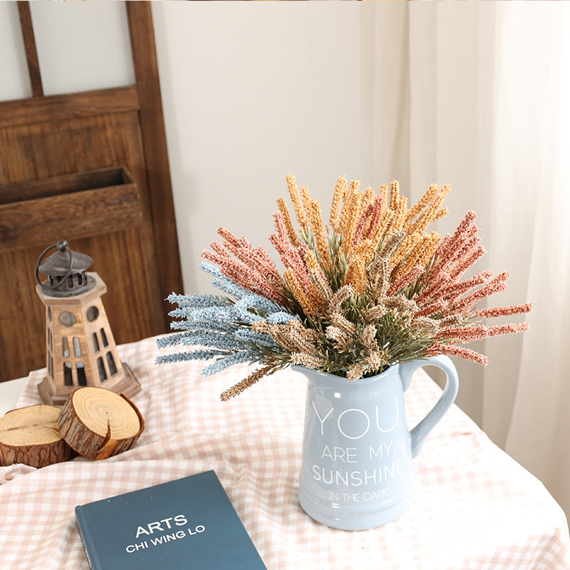 Artificial Flower Malt Grass Wedding Flower Arrangement Fur Grass Home Decoration Plastic Fake Flower Green Bristlegrass Floriculture Decoration Wholesale
