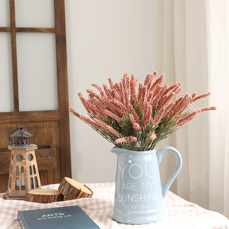 Artificial Flower Malt Grass Wedding Flower Arrangement Fur Grass Home Decoration Plastic Fake Flower Green Bristlegrass Floriculture Decoration Wholesale