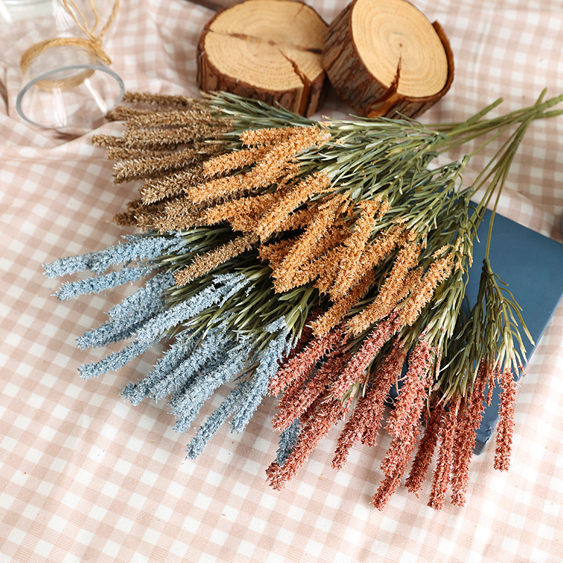 Artificial Flower Malt Grass Wedding Flower Arrangement Fur Grass Home Decoration Plastic Fake Flower Green Bristlegrass Floriculture Decoration Wholesale