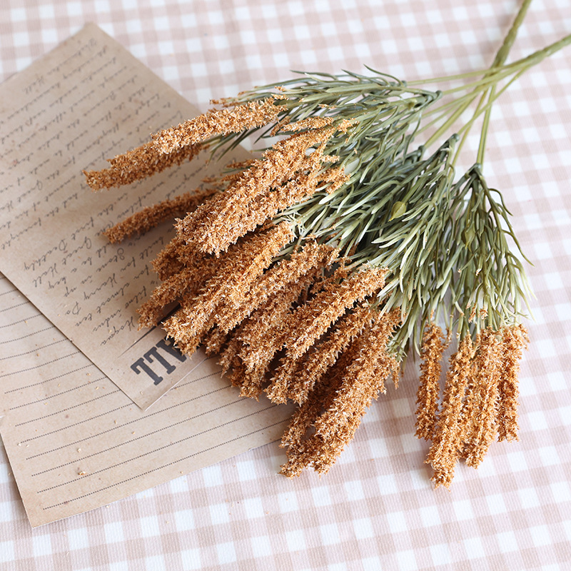 Artificial Flower Malt Grass Wedding Flower Arrangement Fur Grass Home Decoration Plastic Fake Flower Green Bristlegrass Floriculture Decoration Wholesale