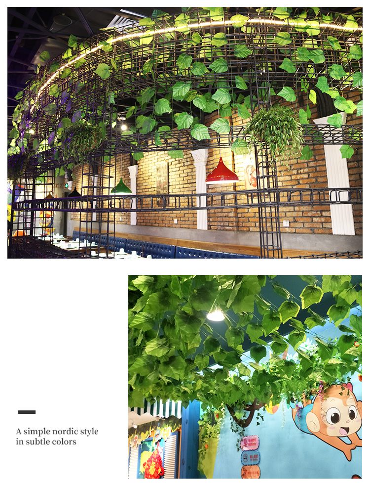 Artificial Grape Leaves Fake Flower Rattan Green Leaf Green Radish Vine Plant Water Pipe Ceiling Decorative Plastic Leaves