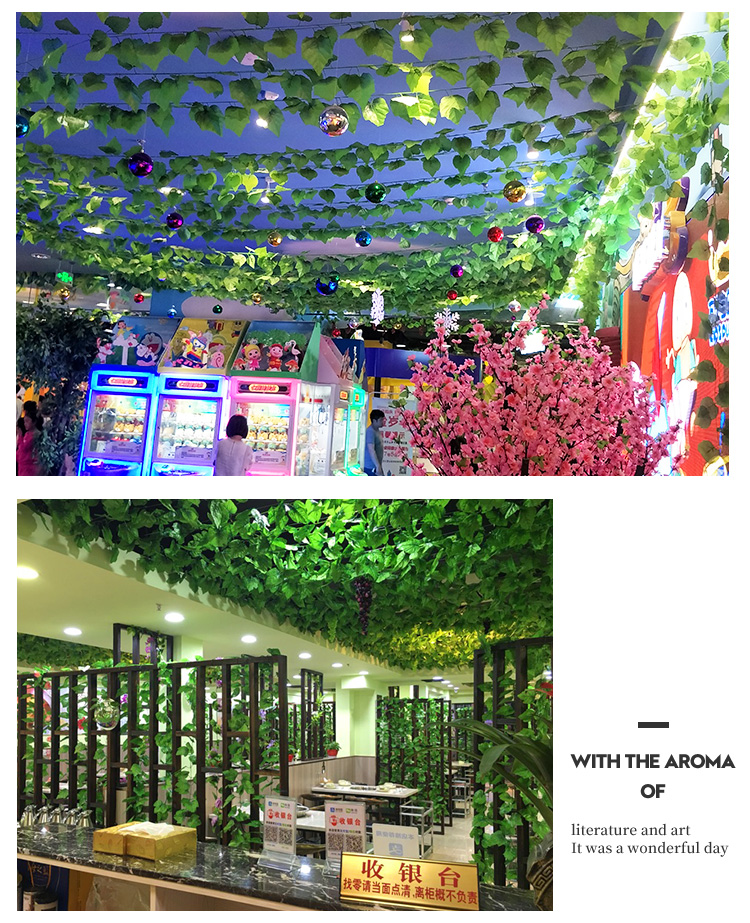 Artificial Grape Leaves Fake Flower Rattan Green Leaf Green Radish Vine Plant Water Pipe Ceiling Decorative Plastic Leaves