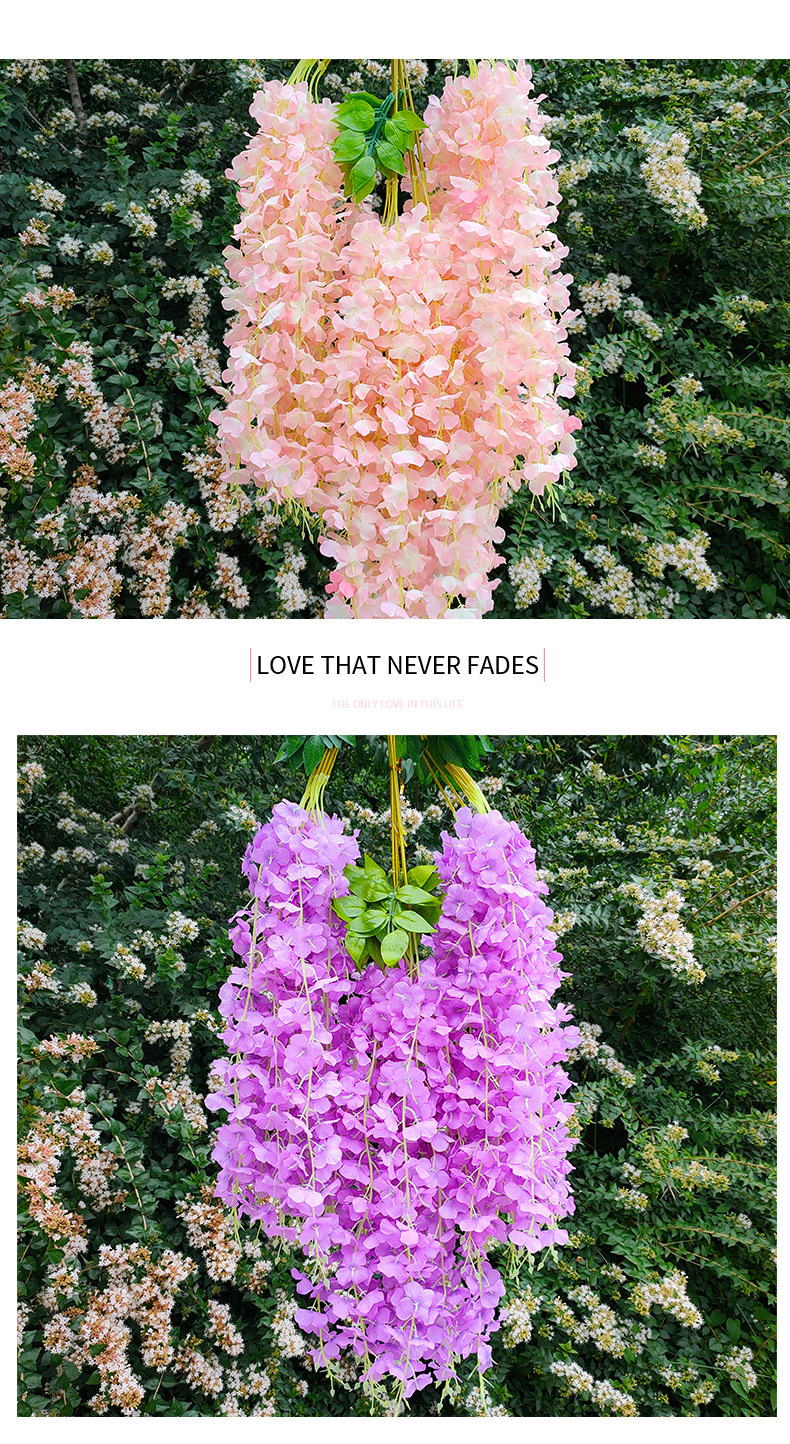 Artificial Wisteria Wisteria Branch Internet Celebrity Corridor Ceiling Wisteria Flower Artificial Flower Plant Wisteria Flower Fake Flower