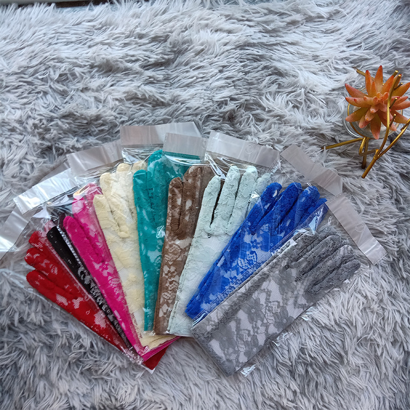 Factory Direct Supply Summer Lace Thin Elastic Color Sun Protection Wedding Dress Accessories Gloves