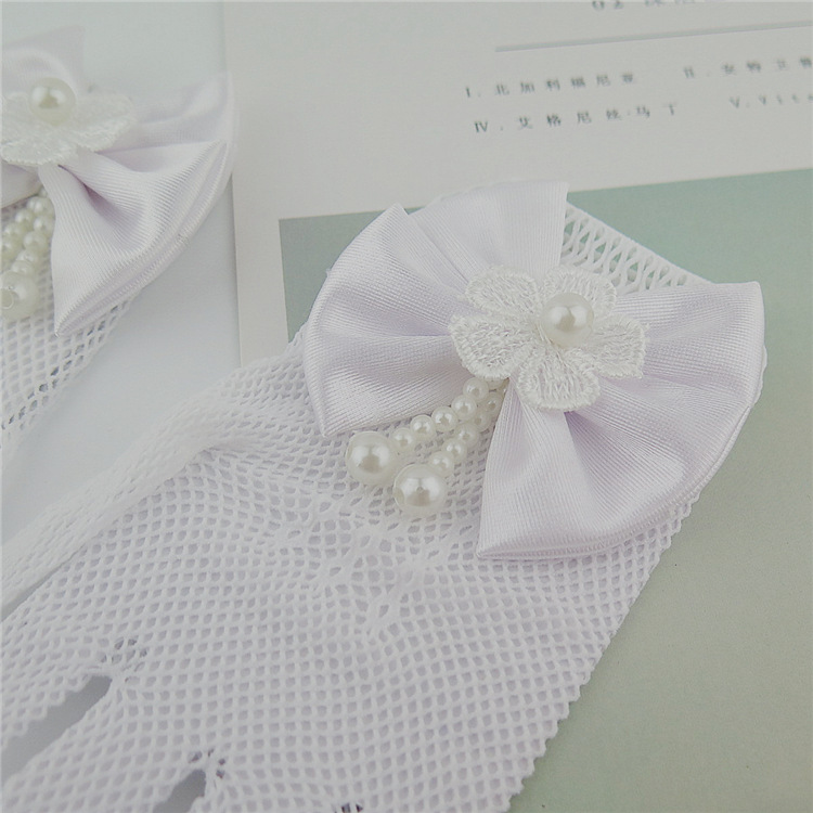 Mesh Bow Dress for Girls White Gloves Wedding Dress Flower Girl White Gloves Thin Princess Children Gloves Wholesale