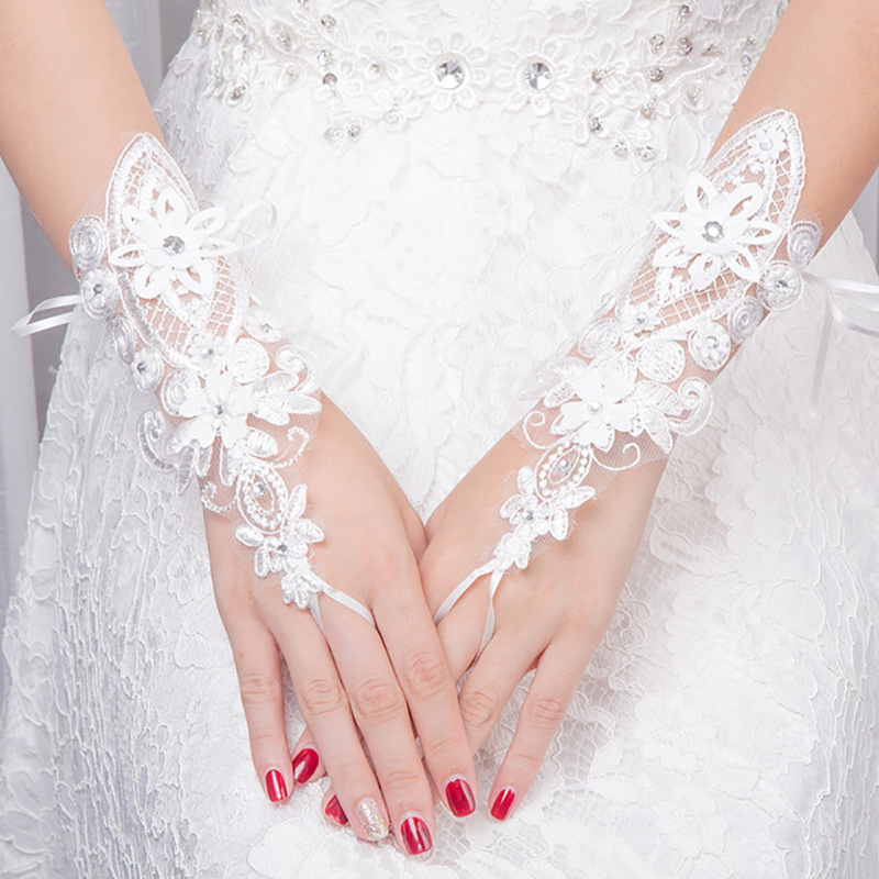 Korean Style Wedding Dress Fingerless Gloves Wedding Lace Gloves Wedding Accessories Wedding Photography Fingerless Gloves Direct Sales