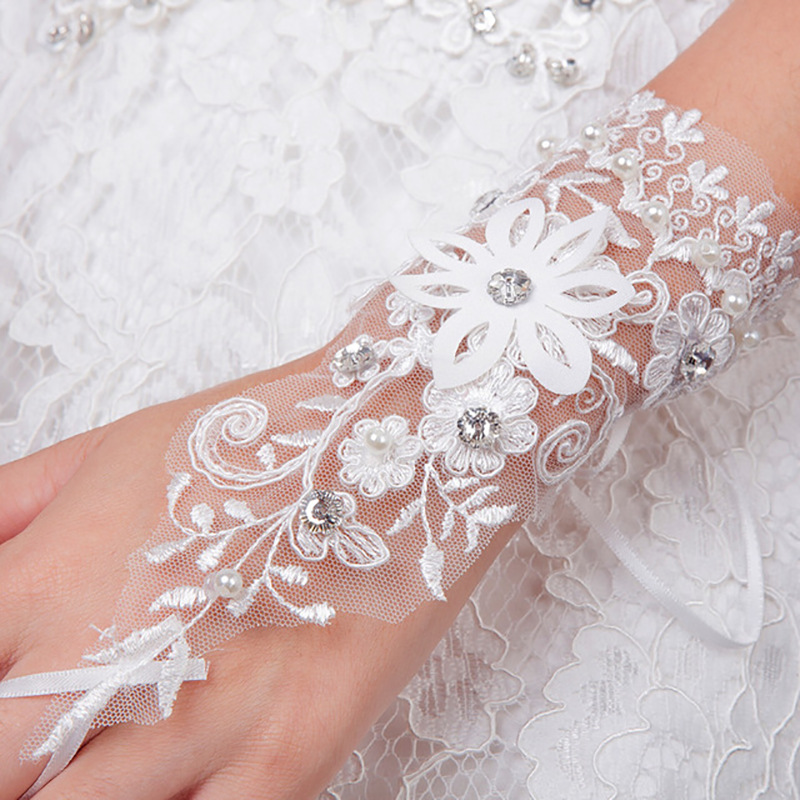 Korean Style Wedding Dress Fingerless Gloves Wedding Lace Gloves Wedding Accessories Wedding Photography Fingerless Gloves Direct Sales