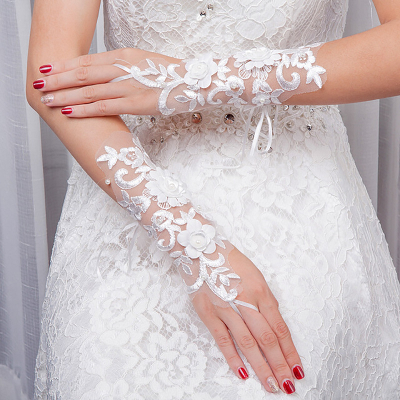 Korean Style Wedding Dress Fingerless Gloves Wedding Lace Gloves Wedding Accessories Wedding Photography Fingerless Gloves Direct Sales
