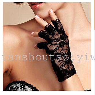 Summer Essential Women&#039;s Short Lace Half Finger Lace Sunscreen Gloves/Open Finger Lace Wedding Decorative Gloves