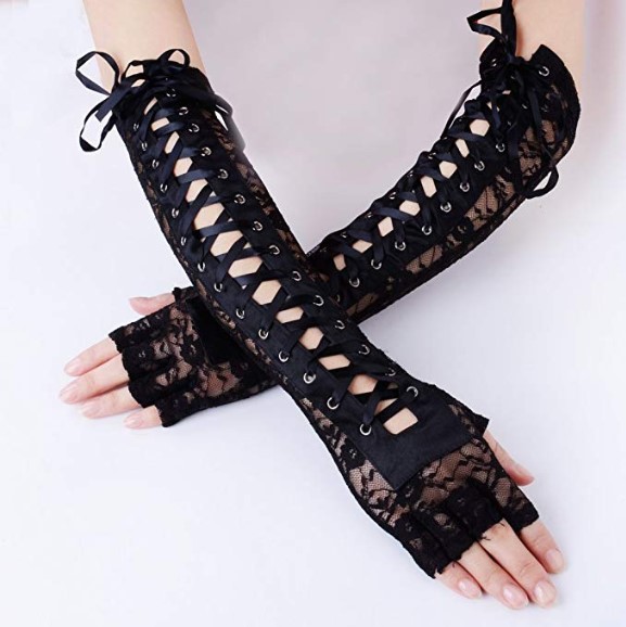 Cross-Border European and American Style Sexy Lace Bandage Gloves Clinch Wedding Ball Half Finger Etiquette Gloves