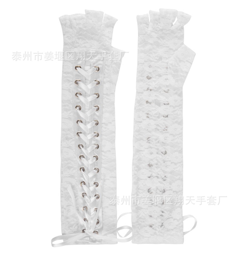 Cross-Border European and American Style Sexy Lace Bandage Gloves Clinch Wedding Ball Half Finger Etiquette Gloves