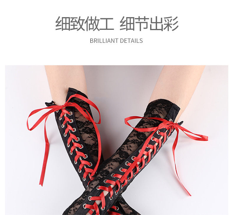 Cross-Border European and American Style Sexy Lace Bandage Gloves Clinch Wedding Ball Half Finger Etiquette Gloves Cross-Border European and American Style Sexy Lace Bandage Gloves Clinch Wedding Ball Half Finger Etiquette Gloves