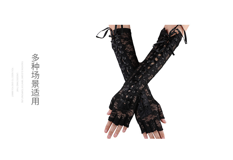Cross-Border European and American Style Sexy Lace Bandage Gloves Clinch Wedding Ball Half Finger Etiquette Gloves Cross-Border European and American Style Sexy Lace Bandage Gloves Clinch Wedding Ball Half Finger Etiquette Gloves