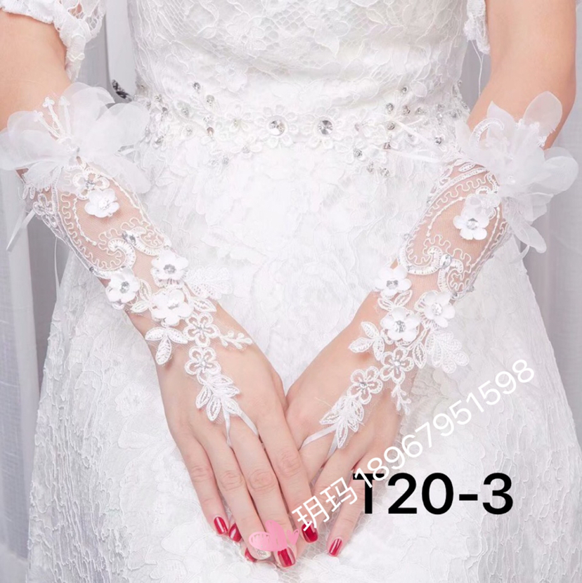In New studio Bride wedding dress hook finger open finger gloves