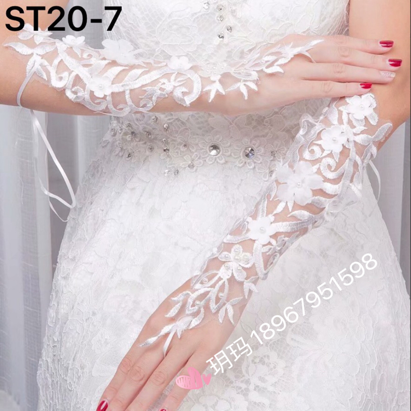 In New studio Bride wedding dress hook finger open finger gloves
