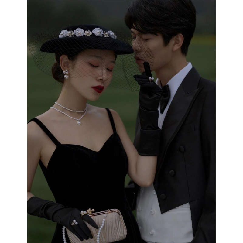 French Style Hepburn Vintage Mesh Bridal Top Hat Elegant Flowers Photo Hat Wedding Hat