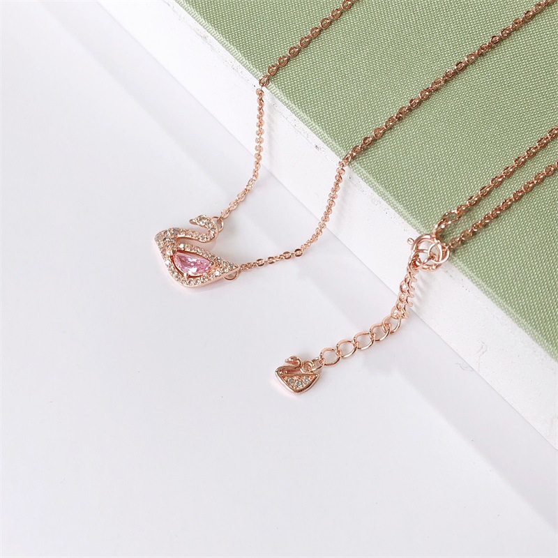 S925 Sterling Silver Rose Gold Little Swan Necklace Female Korean Style Affordable Luxury Style Clavicle Chain Elegant Personality European and American Jewelry S925 Sterling Silver Rose Gold Little Swan Necklace Female Korean Style Affordable Luxury Style Clavicle Chain Elegant Personality European and American Jewelry