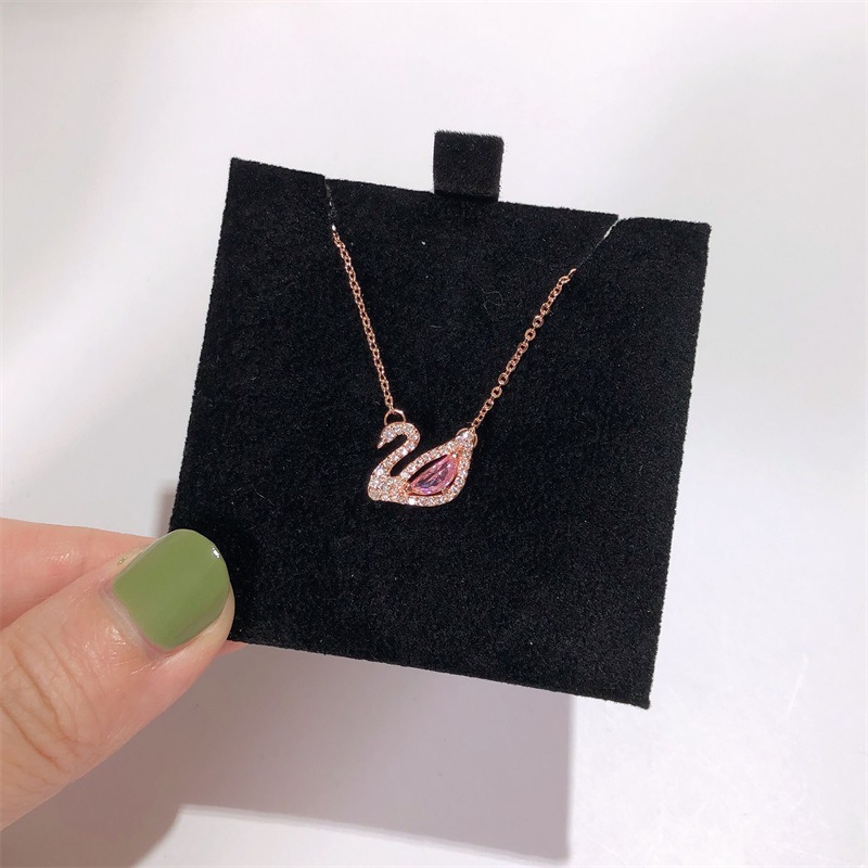 S925 Sterling Silver Rose Gold Little Swan Necklace Female Korean Style Affordable Luxury Style Clavicle Chain Elegant Personality European and American Jewelry S925 Sterling Silver Rose Gold Little Swan Necklace Female Korean Style Affordable Luxury Style Clavicle Chain Elegant Personality European and American Jewelry