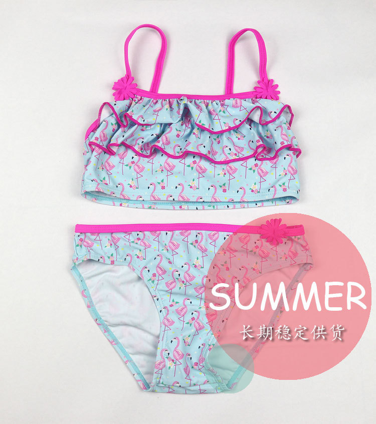 Cake Layer Children's Swimwear Bikini Girls' Two-Piece Swimsuit European and American Foreign Trade Swan Cloth Swimsuit Cake Layer Children's Swimwear Bikini Girls' Two-Piece Swimsuit European and American Foreign Trade Swan Cloth Swimsuit