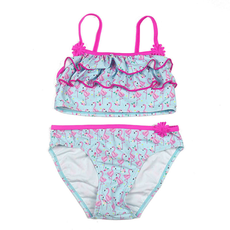 Cake Layer Children&#039;s Swimwear Bikini Girls&#039; Two-Piece Swimsuit European and American Foreign Trade Swan Cloth Swimsuit