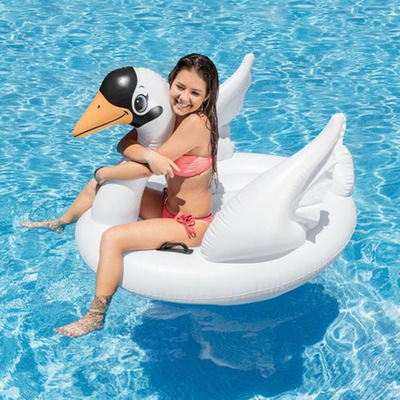 INTX Summer Inflatable Creative Swan Floating Mat Swimming Pool Seaside Floating Bed Mount Children&#039;s Water Toys 56287