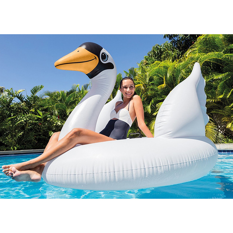 INTX Summer Inflatable Creative Swan Floating Mat Swimming Pool Seaside Floating Bed Mount Children's Water Toys 56287