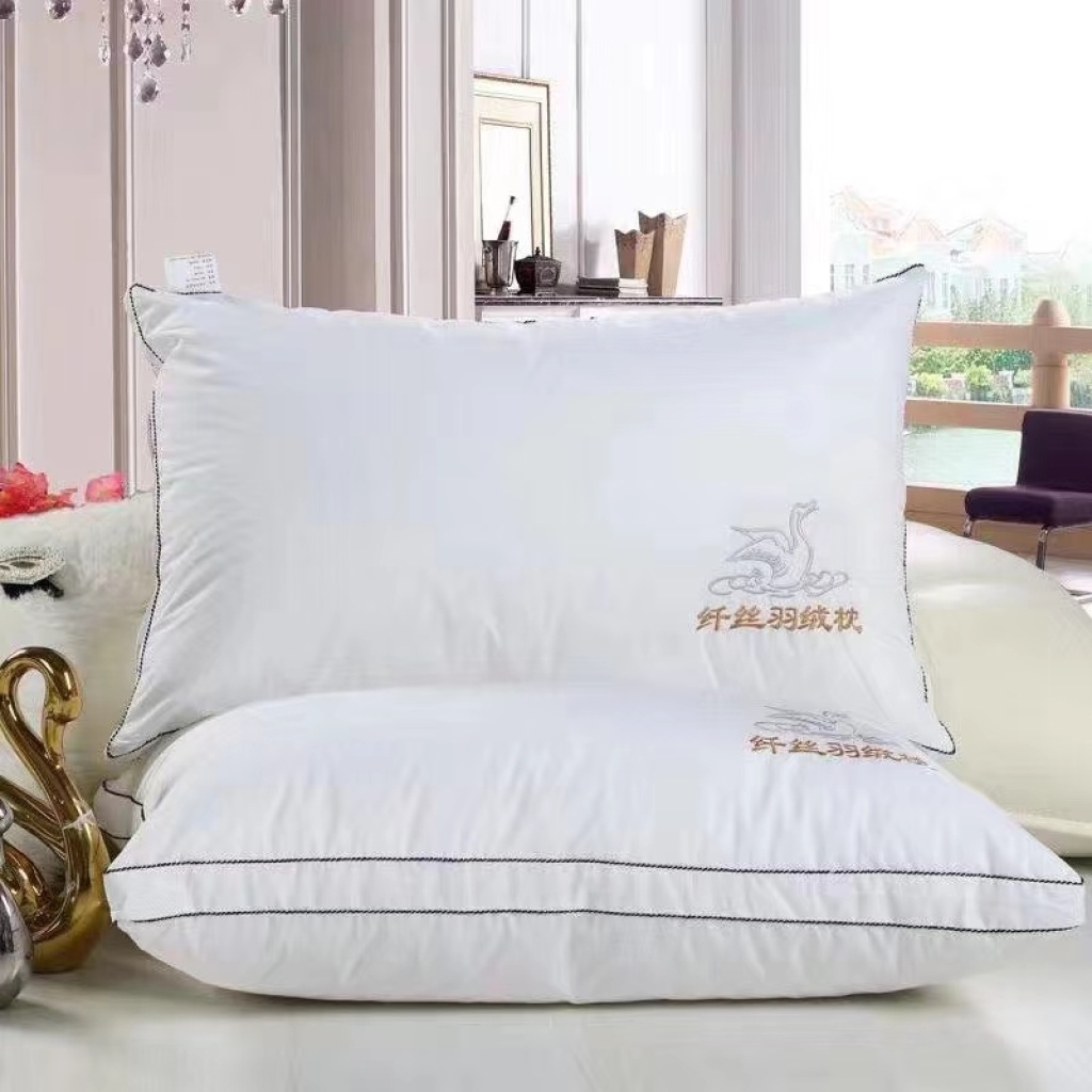 Cotton Twill High-Count and High-Density Swan Embroidery Pillow Inner Wholesale