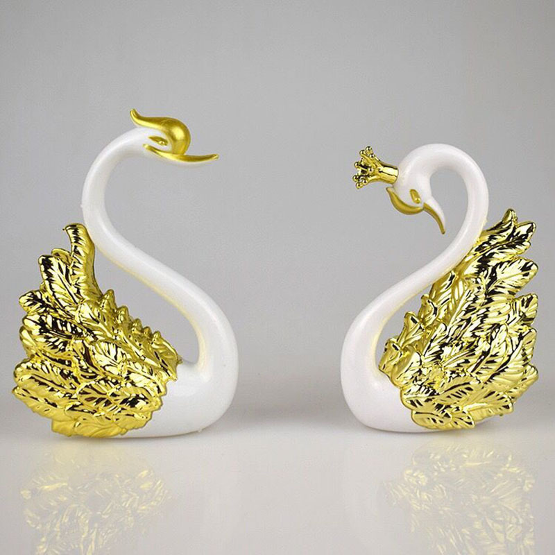 Electroplating Swan Flamingo Decoration Cake Decorative Crown King Queen Couple Swan Baking Dessert Doll