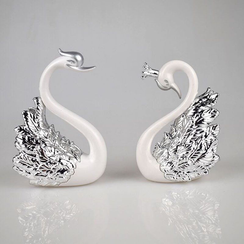 Electroplating Swan Flamingo Decoration Cake Decorative Crown King Queen Couple Swan Baking Dessert Doll