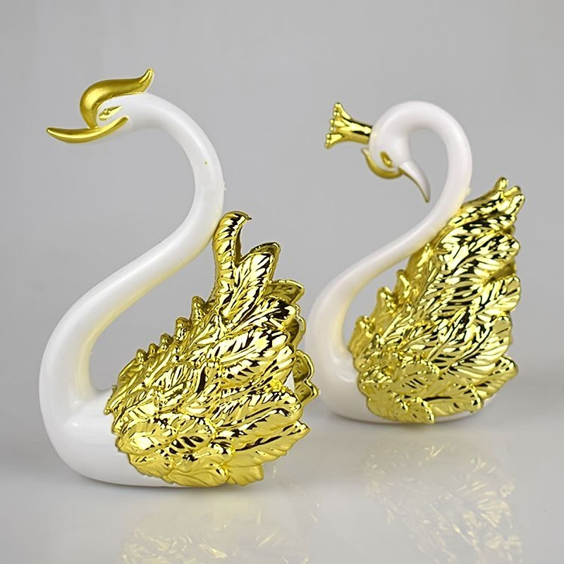 Electroplating Swan Flamingo Decoration Cake Decorative Crown King Queen Couple Swan Baking Dessert Doll