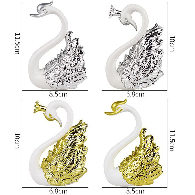 Electroplating Swan Flamingo Decoration Cake Decorative Crown King Queen Couple Swan Baking Dessert Doll