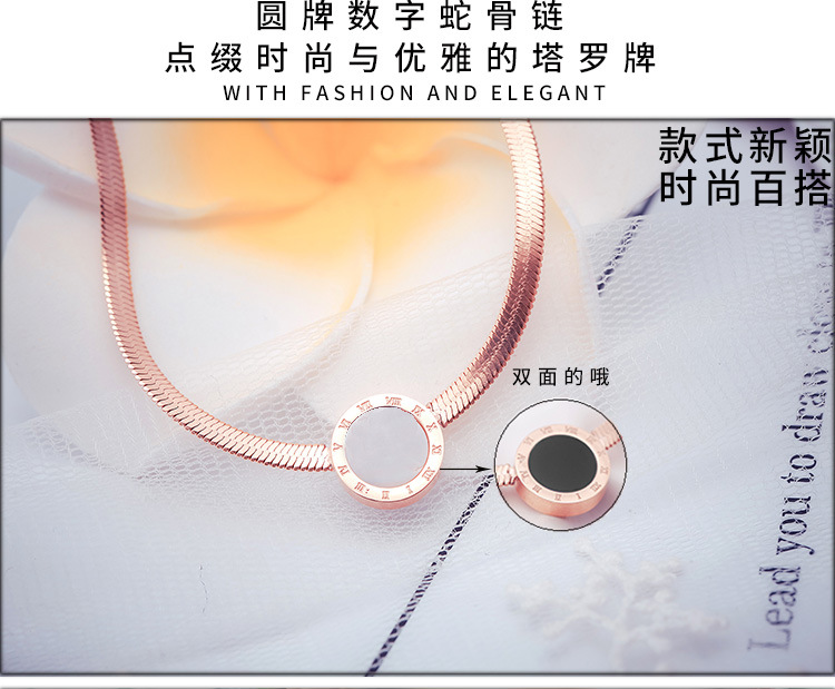 Japanese and Korean Style Ornament TikTok Same Style Internet Celebrity Four-Leaf Clover Pendant Titanium Steel Necklace Female Swan Clavicle Chain Letter Necklace