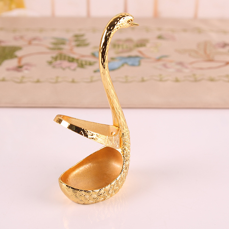 Factory in Stock Swan Fruit Fork Storage Kitchen Fashion Creative Metal Craft Tableware Silver Swan Spoon Kit