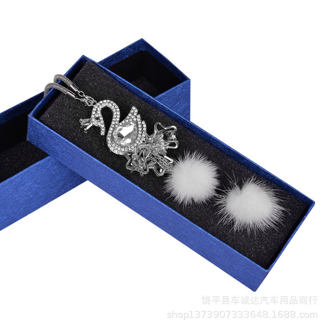 Crystal Swan HighGrade Mink Cute Women&#039;s Car Rearview Mirror Car Interior Hanging Accessories Car Pendant Ornaments
